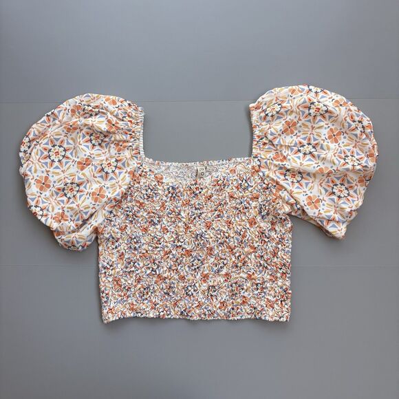 Dolan Off The Shoulder Textured Balloon Sleeve Top Women XL Cottagecore Floral - Picture 4 of 11